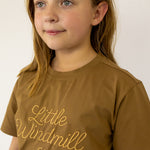 LIMITED EDITION Embroidered Tee - Kids - DUST BROWN-Little Windmill Clothing Co
