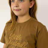 LIMITED EDITION Embroidered Tee - Kids - DUST BROWN-Little Windmill Clothing Co