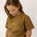 LIMITED EDITION Embroidered Tee - Kids - DUST BROWN-Little Windmill Clothing Co