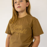 LIMITED EDITION Embroidered Tee - Kids - DUST BROWN-Little Windmill Clothing Co