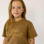 LIMITED EDITION Embroidered Tee - Kids - DUST BROWN-Little Windmill Clothing Co