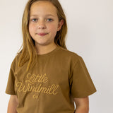 LIMITED EDITION Embroidered Tee - Kids - DUST BROWN-Little Windmill Clothing Co