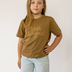 LIMITED EDITION Embroidered Tee - Kids - DUST BROWN-Little Windmill Clothing Co