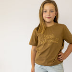 LIMITED EDITION Embroidered Tee - Kids - DUST BROWN-Little Windmill Clothing Co