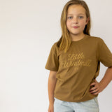 LIMITED EDITION Embroidered Tee - Kids - DUST BROWN-Little Windmill Clothing Co