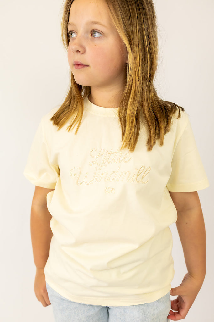 LIMITED EDITION Embroidered Tee - Kids - CREAM-Little Windmill Clothing Co