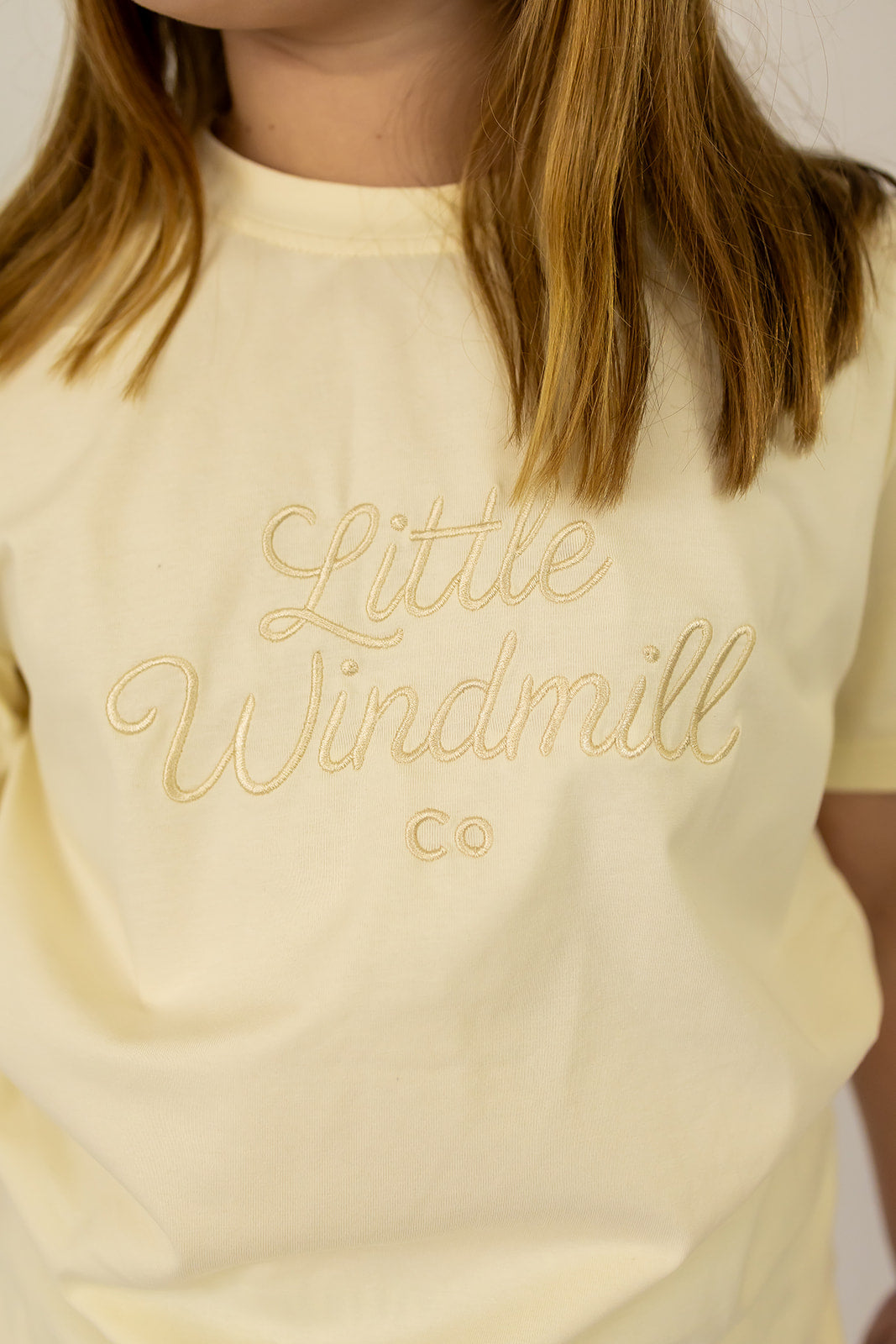 LIMITED EDITION Embroidered Tee - Kids - CREAM-Little Windmill Clothing Co