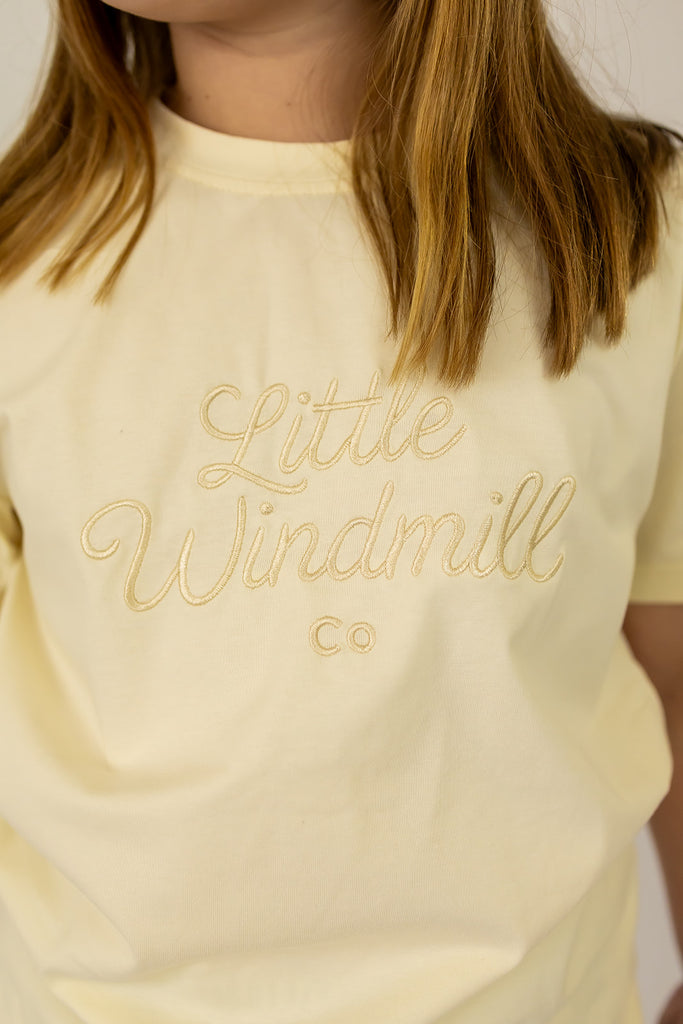 LIMITED EDITION Embroidered Tee - Kids - CREAM-Little Windmill Clothing Co