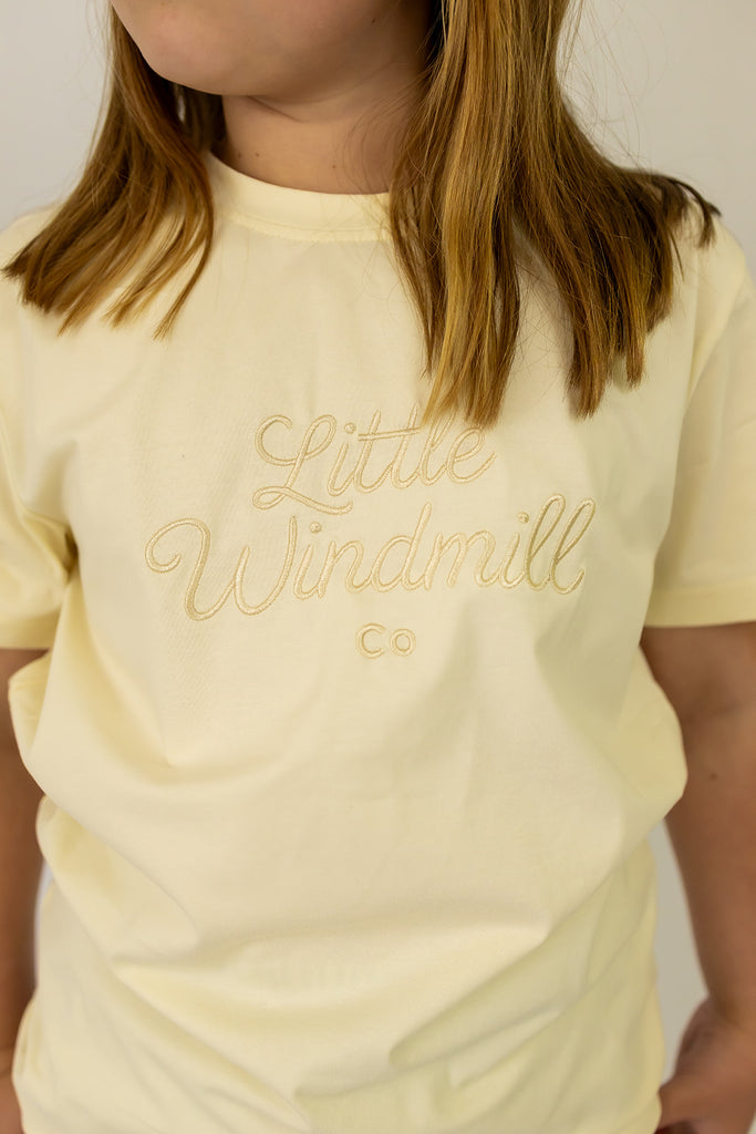 LIMITED EDITION Embroidered Tee - Kids - CREAM-Little Windmill Clothing Co