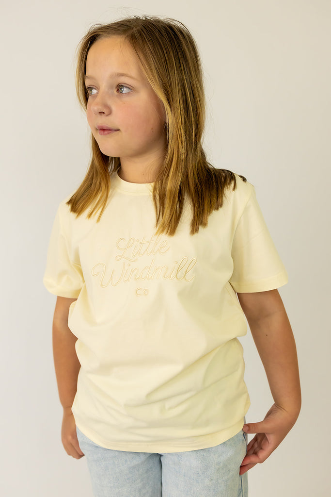 LIMITED EDITION Embroidered Tee - Kids - CREAM-Little Windmill Clothing Co