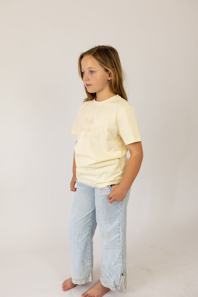 LIMITED EDITION Embroidered Tee - Kids - CREAM-Little Windmill Clothing Co