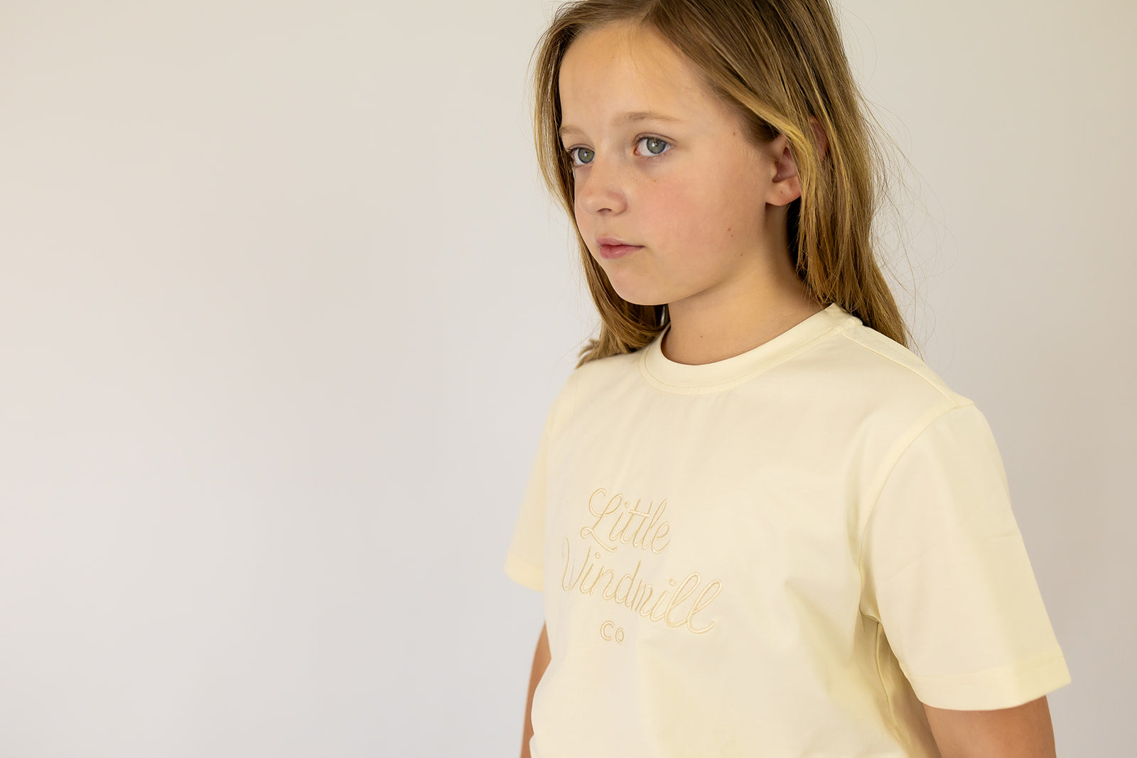 LIMITED EDITION Embroidered Tee - Kids - CREAM-Little Windmill Clothing Co