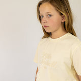 LIMITED EDITION Embroidered Tee - Kids - CREAM-Little Windmill Clothing Co