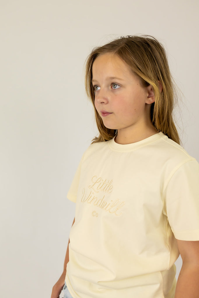 LIMITED EDITION Embroidered Tee - Kids - CREAM-Little Windmill Clothing Co