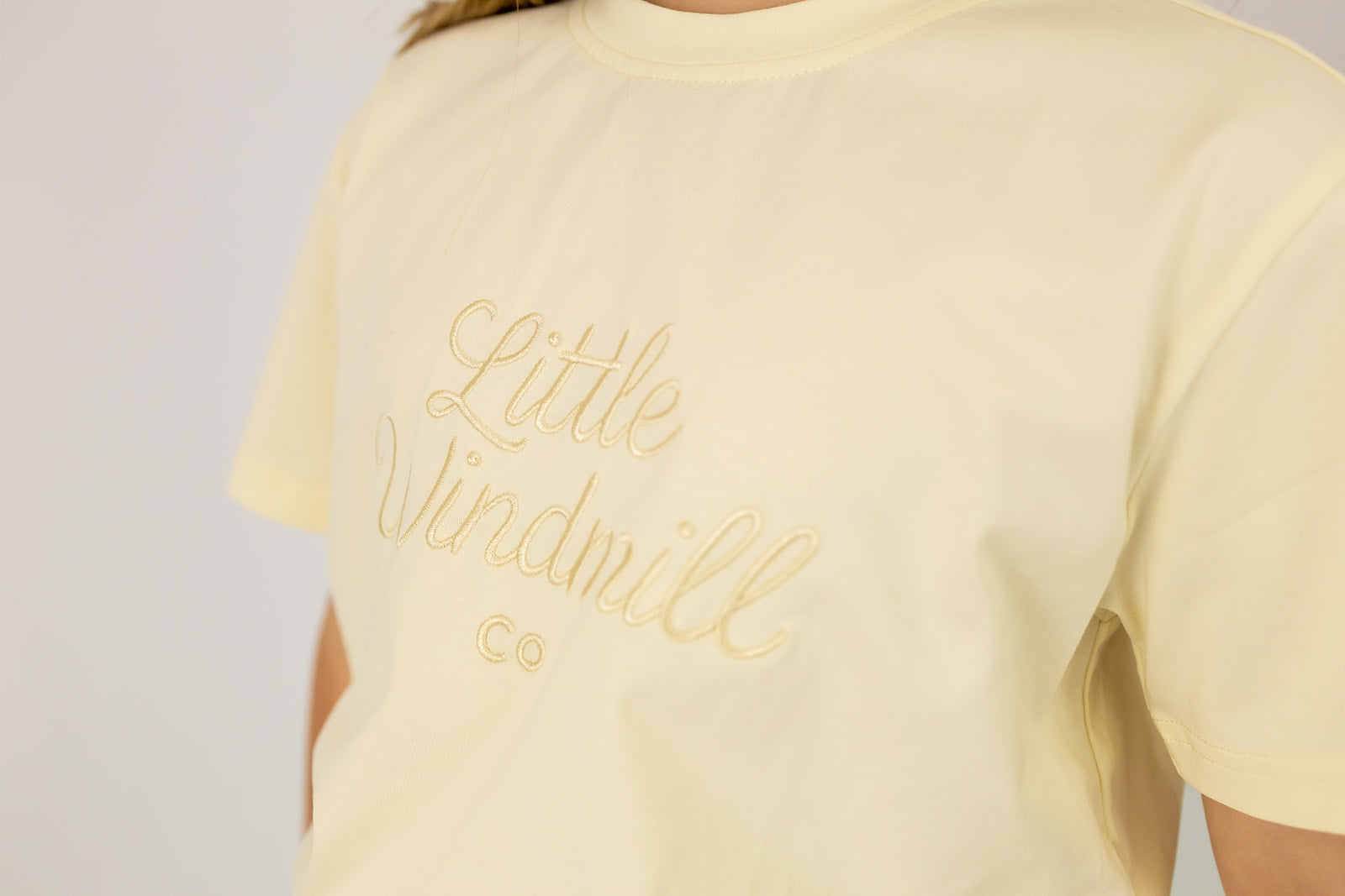 LIMITED EDITION Embroidered Tee - Kids - CREAM-Little Windmill Clothing Co