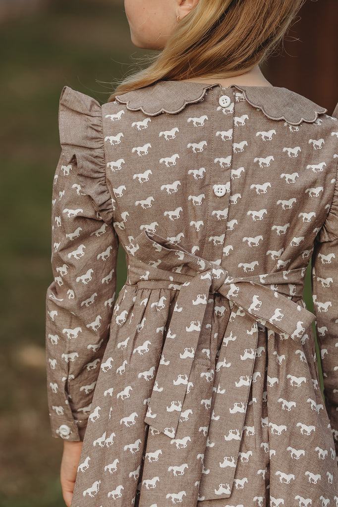 "Tina" Horse Print Caramel Look Dress-Little Windmill Clothing Co
