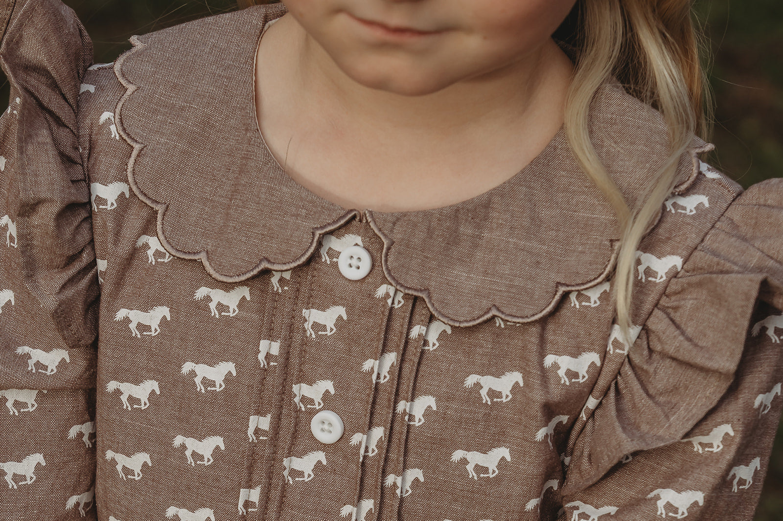 "Miley" Horse Print Chocolate Dress-Little Windmill Clothing Co
