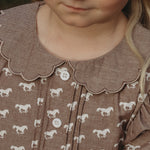 "Miley" Horse Print Chocolate Dress-Little Windmill Clothing Co