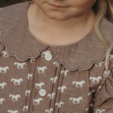 "Miley" Horse Print Chocolate Dress-Little Windmill Clothing Co
