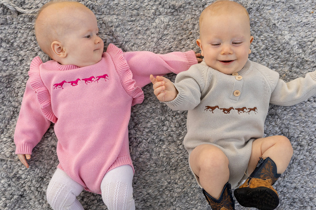 "Harmony" Baby Pink Cotton Knit Romper-Little Windmill Clothing Co