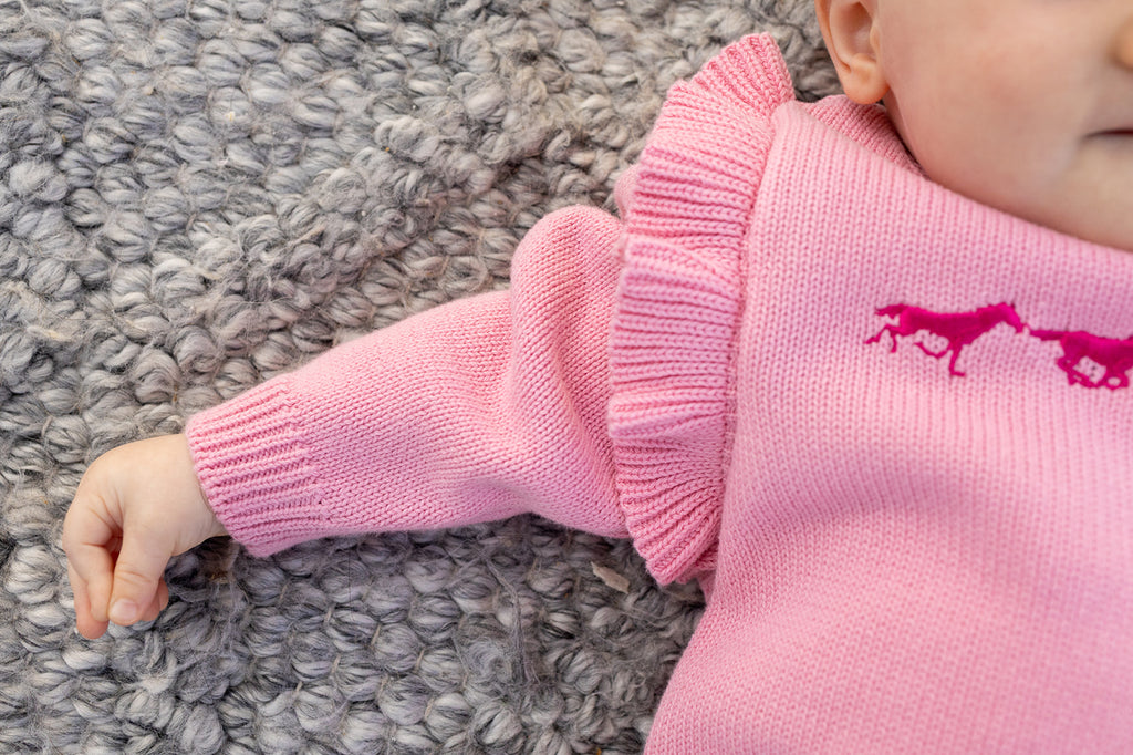 "Harmony" Baby Pink Cotton Knit Romper-Little Windmill Clothing Co
