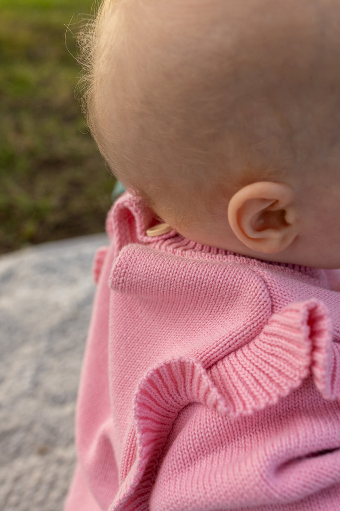 "Harmony" Baby Pink Cotton Knit Romper-Little Windmill Clothing Co