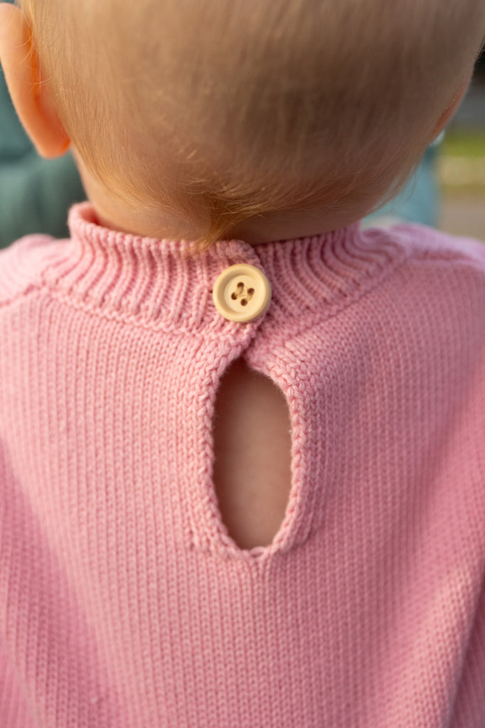 "Harmony" Baby Pink Cotton Knit Romper-Little Windmill Clothing Co