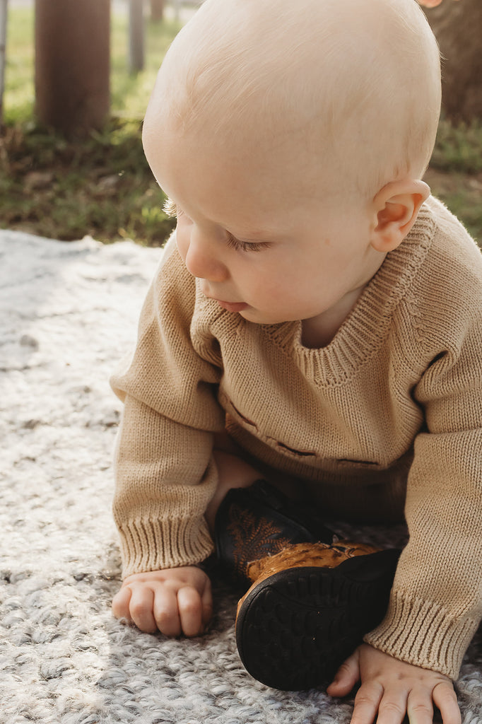 "Dale" Butter Cream Cotton Knit Romper-Little Windmill Clothing Co