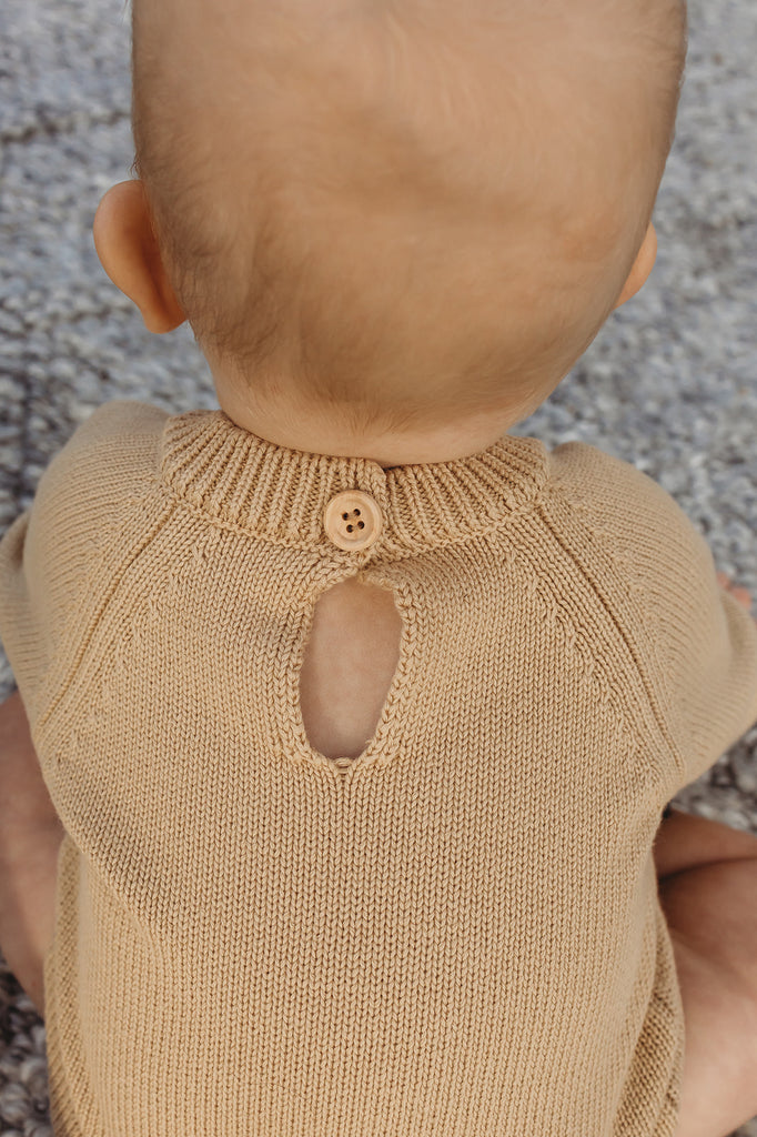 "Dale" Butter Cream Cotton Knit Romper-Little Windmill Clothing Co
