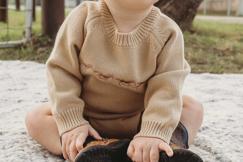 "Dale" Butter Cream Cotton Knit Romper-Little Windmill Clothing Co