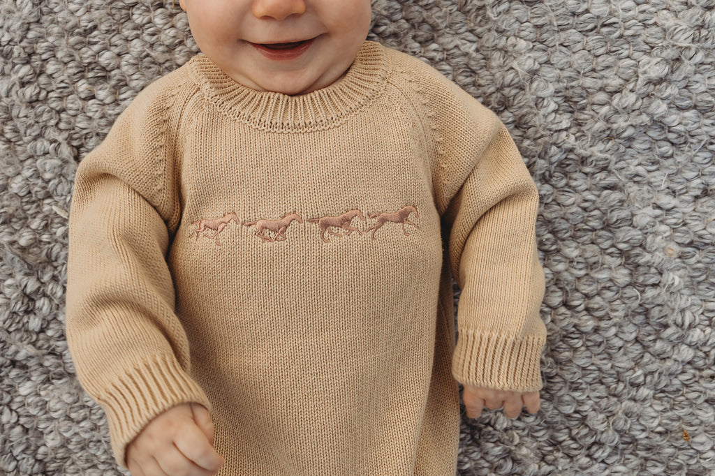 "Dale" Butter Cream Cotton Knit Romper-Little Windmill Clothing Co