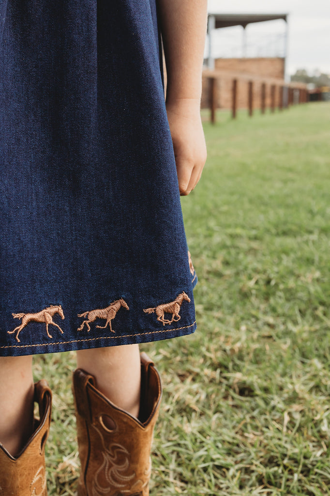 "Dekota" Dark Horse Denim Dress-Little Windmill Clothing Co