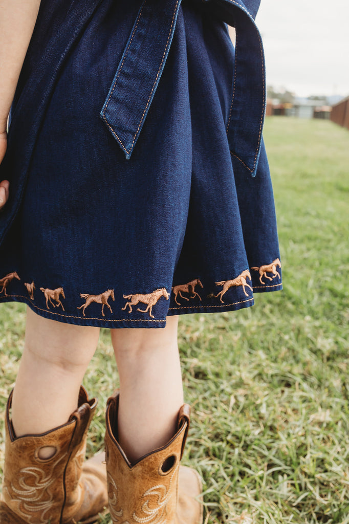 "Dekota" Dark Horse Denim Dress-Little Windmill Clothing Co