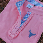 "Keira" Baby Pink Ruffle Polo-Little Windmill Clothing Co