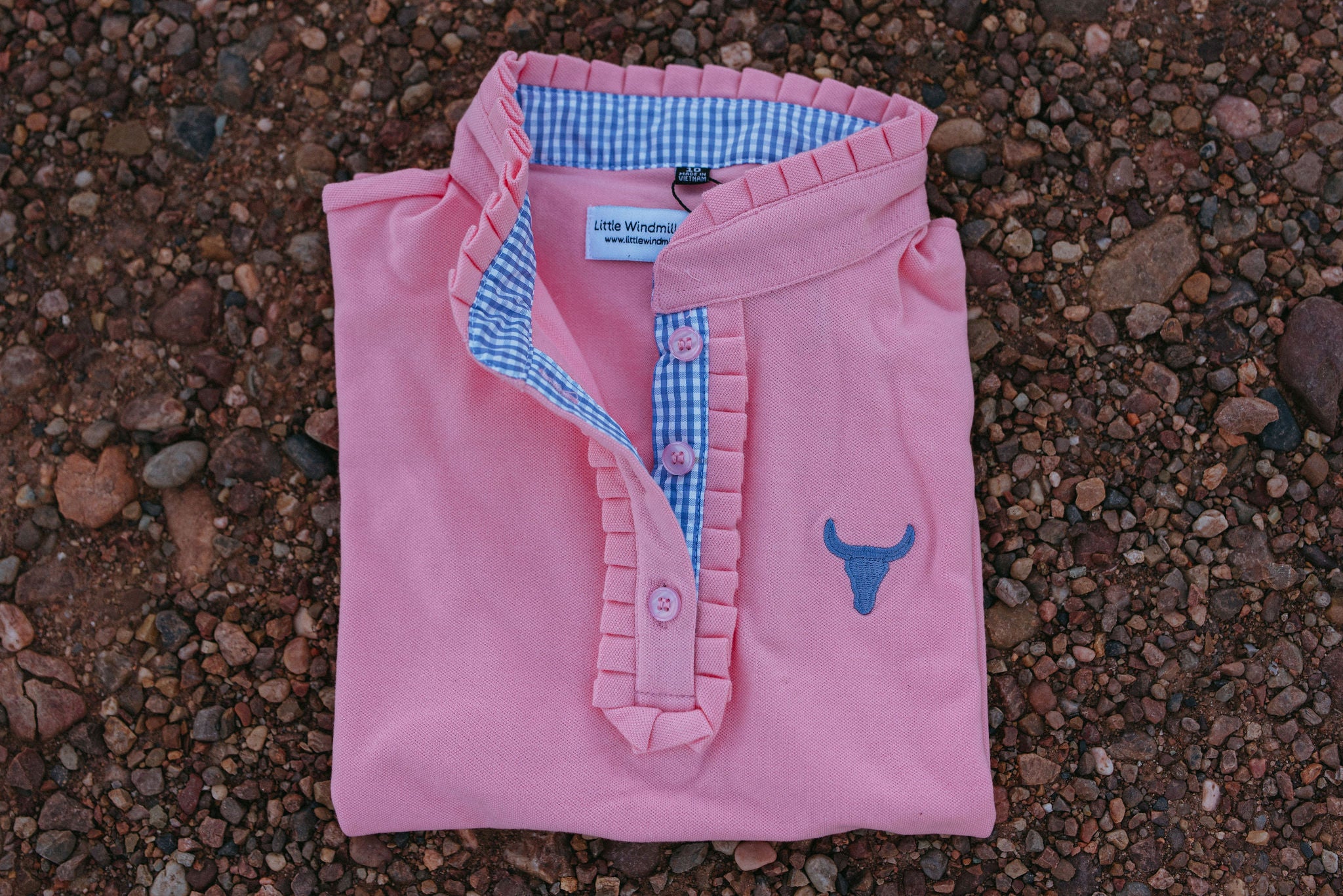 "Kiki Baby" Baby Pink Polo Romper-Little Windmill Clothing Co
