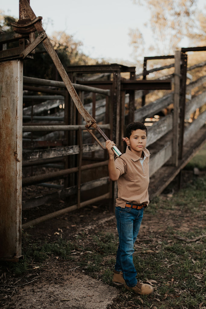 "Clayton" Caramel Boy's Polo-Little Windmill Clothing Co