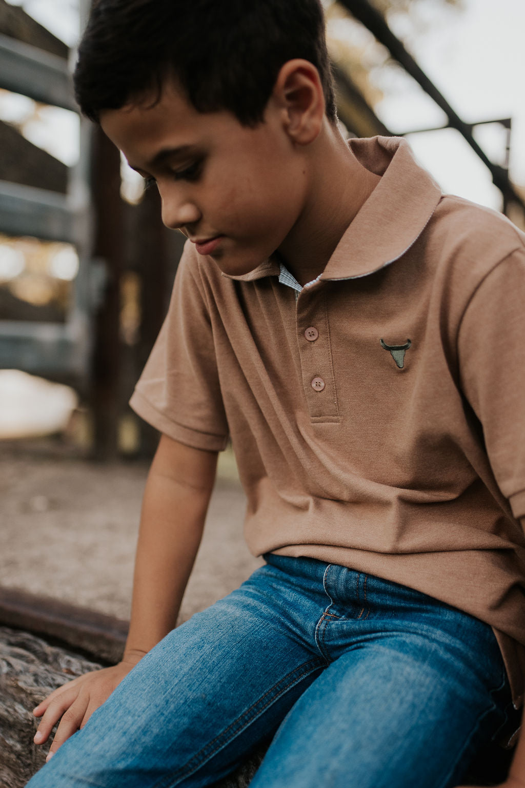 "Clayton" Caramel Boy's Polo-Little Windmill Clothing Co