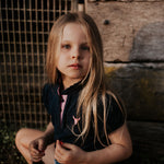 "Leah" Classic Navy Ruffle Polo-Little Windmill Clothing Co