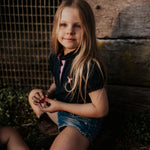 "Leah" Classic Navy Ruffle Polo-Little Windmill Clothing Co