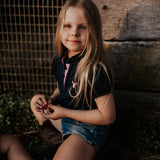 "Leah" Classic Navy Ruffle Polo-Little Windmill Clothing Co