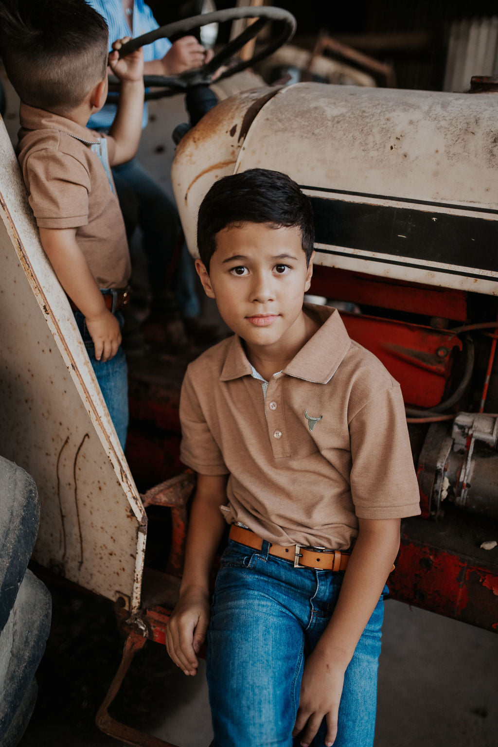 "Clayton" Caramel Boy's Polo-Little Windmill Clothing Co