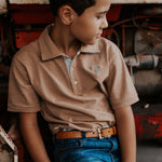 "Clayton" Caramel Boy's Polo-Little Windmill Clothing Co