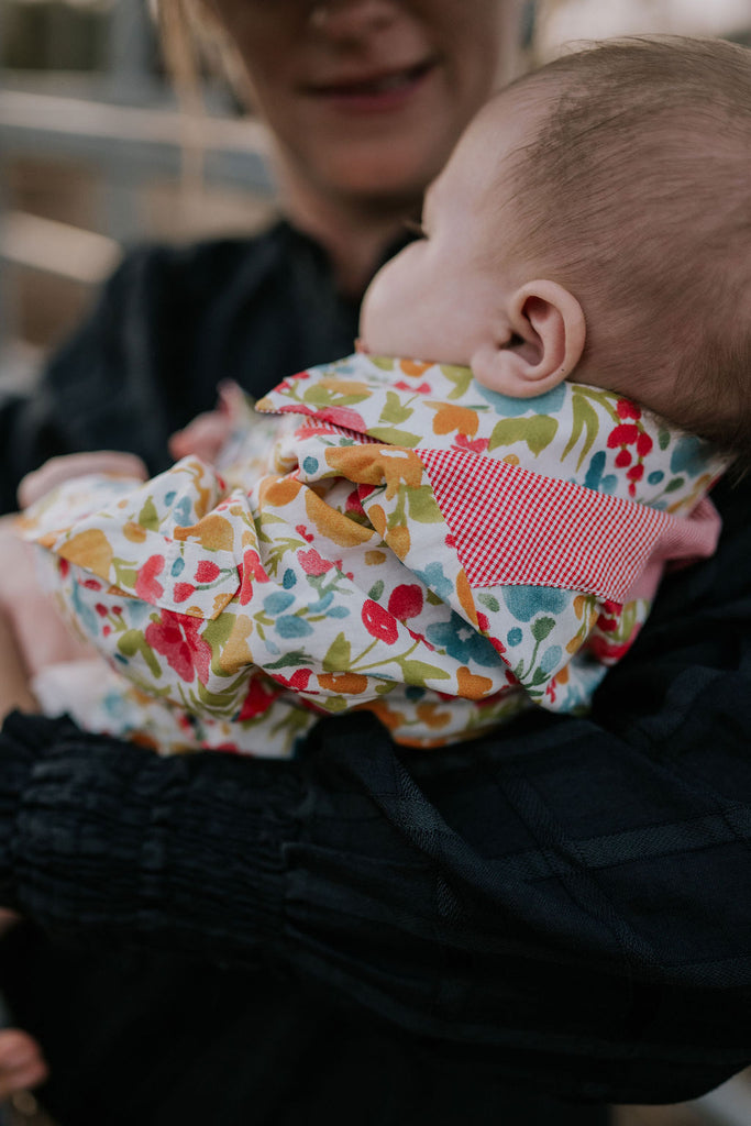 "Kelly Baby" Retro Floral Western Yoke Collar Long Sleeve Romper-Little Windmill Clothing Co