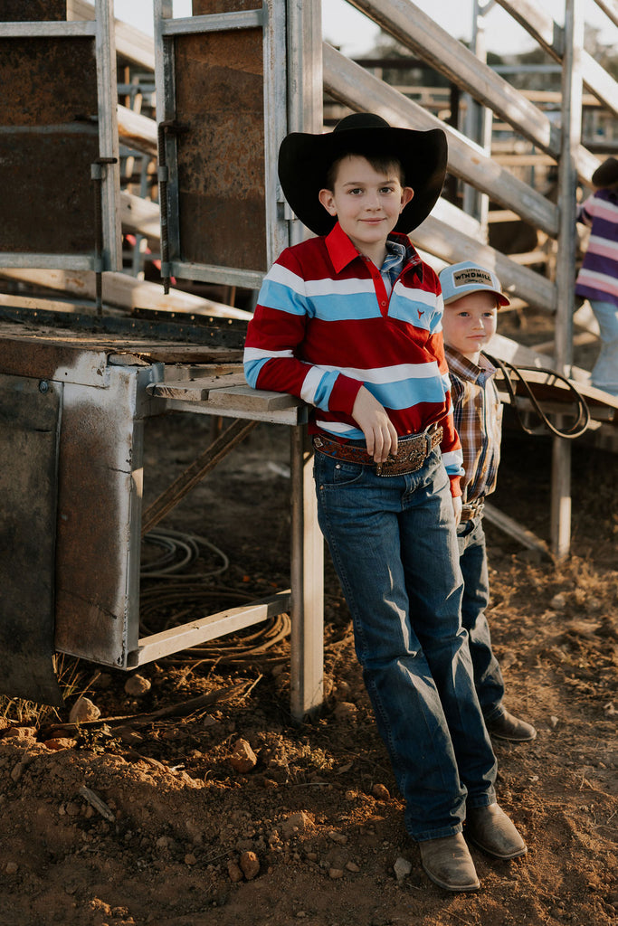 "Chuck" Red Dash Cotton Contrast Jersey-Little Windmill Clothing Co