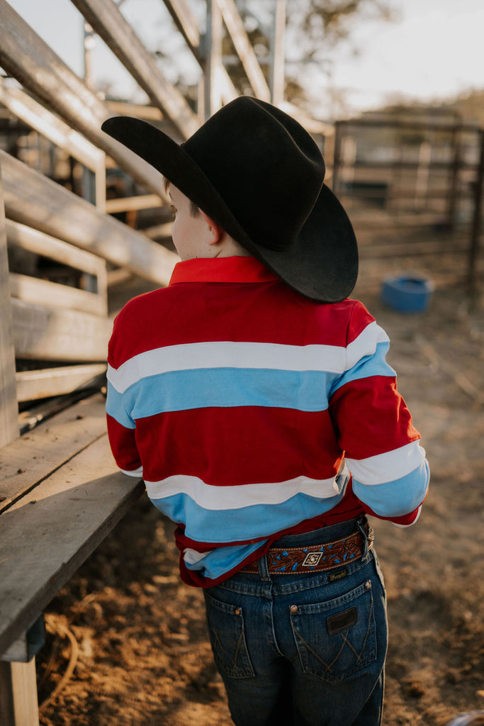 "Chuck" Red Dash Cotton Contrast Jersey-Little Windmill Clothing Co