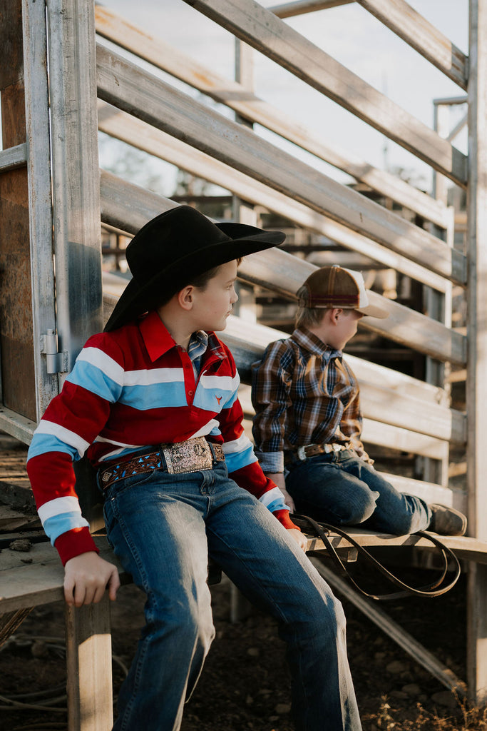 "Chuck" Red Dash Cotton Contrast Jersey-Little Windmill Clothing Co