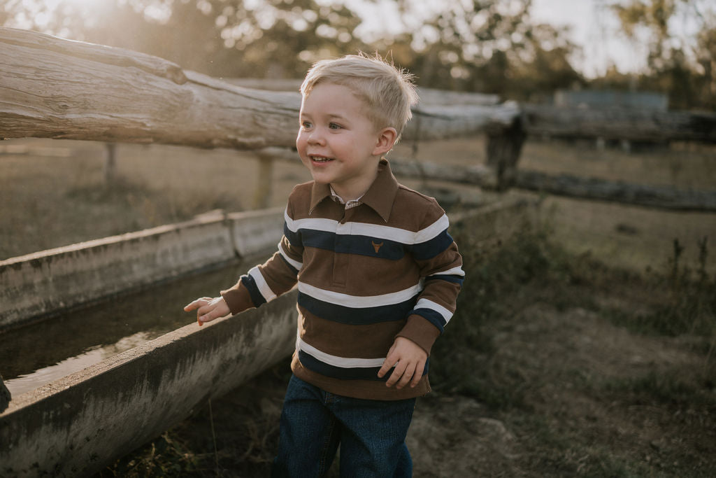 "Nate" Chocolate Dash Cotton Contrast Jersey-Little Windmill Clothing Co