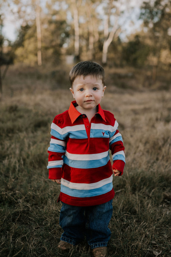 "Chuck" Red Dash Cotton Contrast Jersey-Little Windmill Clothing Co