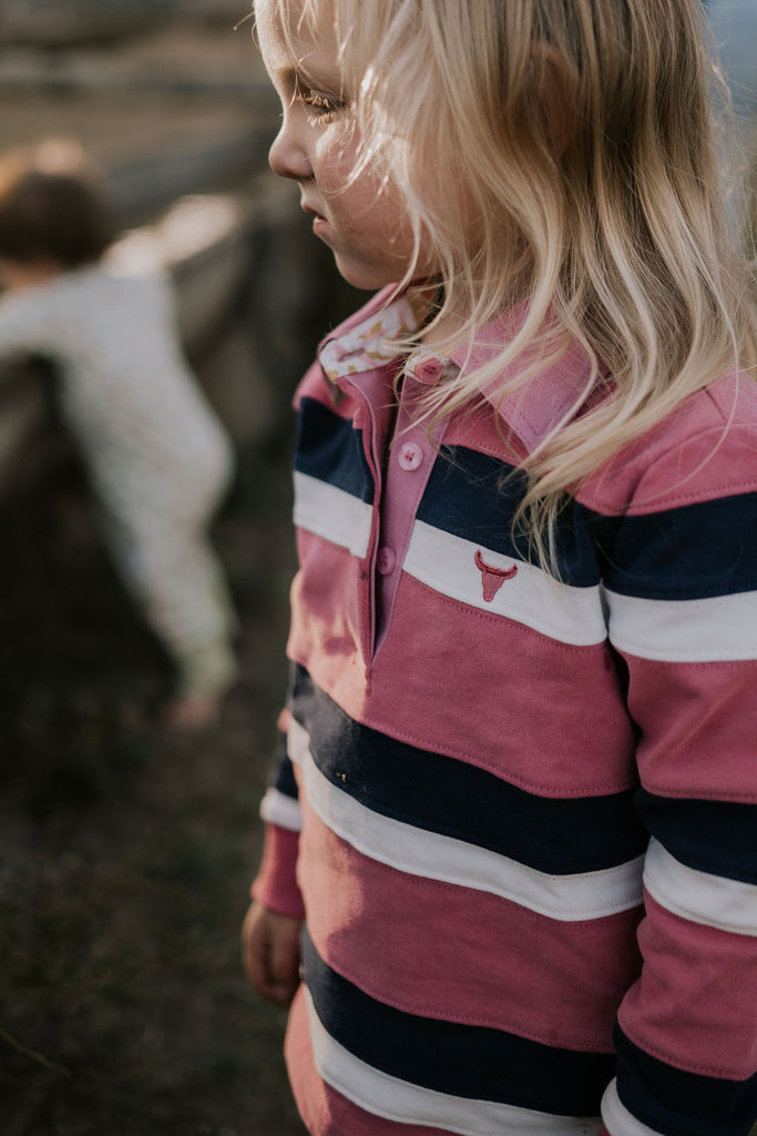 "Serena" Navy Pop Cotton Contrast Jersey-Little Windmill Clothing Co