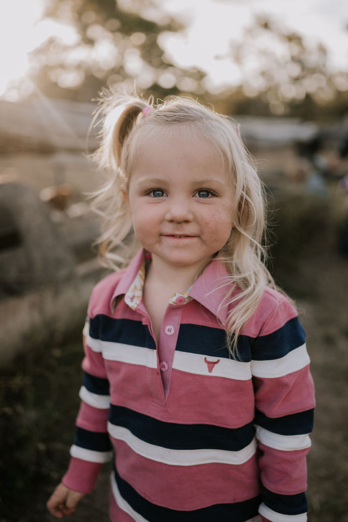 "Serena" Navy Pop Cotton Contrast Jersey-Little Windmill Clothing Co